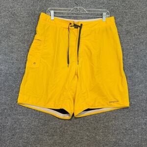 Patagonia Board Shorts Mens 33 Yellow Cargo Drawstring Swim Trunks Surf Surfing